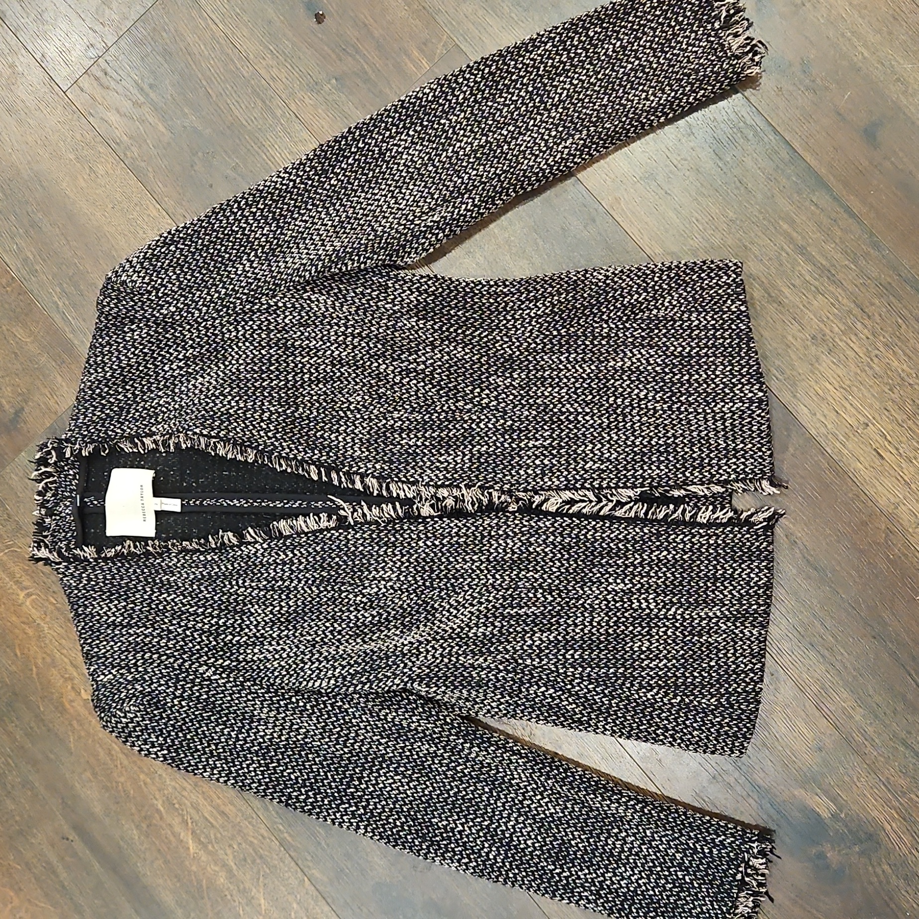 Rebecca Taylor Fringe Fitted Tweed Blazer 2